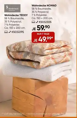 Galeria Biederlack Wohndecke TEDDY/ Wohndecke NOMAD Angebot