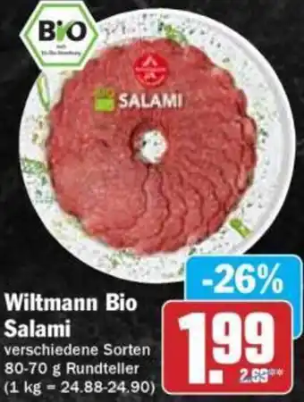 Hit Wiltmann Bio Salami Angebot