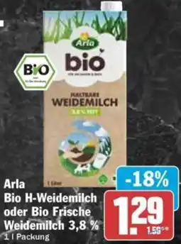 Hit Arla Bio H-Weidemilch oder Bio Frische Weidemilch 3,8% Angebot