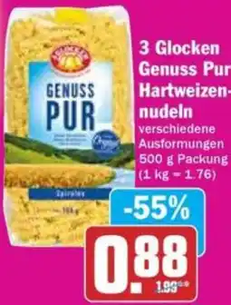 Hit 3 Glocken Genuss Pur Hartweizennudeln Angebot