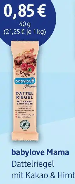 dm drogerie babylove Mama Dattelriegel Angebot