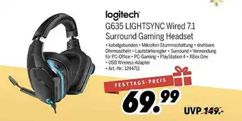 MEDIMAX Logitech G635 Lightsinc Wired 7.1 Surround Gaming Headset Angebot