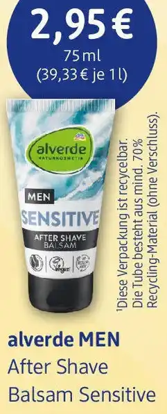 dm drogerie alverde MEN After Shave Balsam Sensitive Angebot
