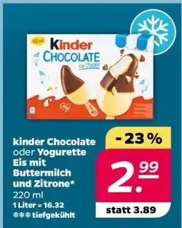 NETTO kinder Chocolate oder Yogurette Eis mit Buttermilch und Zitrone Angebot