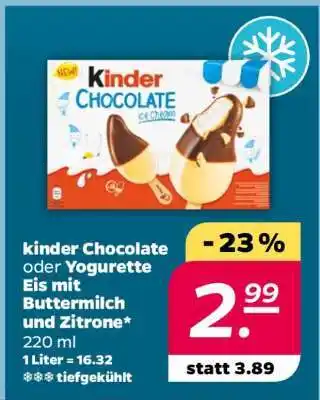 NETTO kinder Chocolate oder Yogurette Eis mit Buttermilch und Zitrone Angebot
