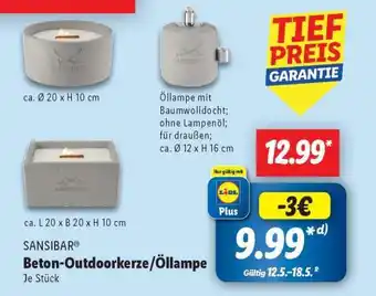 Lidl SANSIBAR Beton-Outdoorkerze/Öllampe Angebot