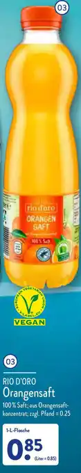 Aldi Nord Rio D'Oro Orangensaft1-L-Flasche Angebot