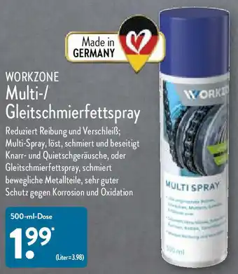 Aldi Nord Workzone Multi-/Gleitschmierfettspray 500-ml-Dose Angebot