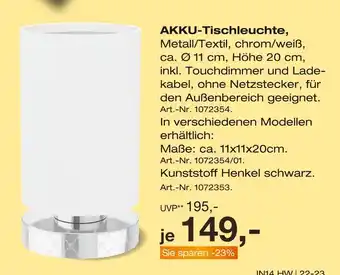 Möbel Inhofer Akku-tischleuchte Angebot