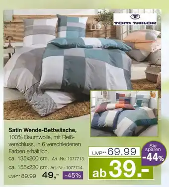 Möbel Inhofer Tom tailor satin wende-bettwäsche Angebot
