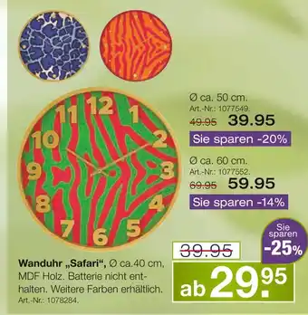 Möbel Inhofer Wanduhr „safari“ Angebot