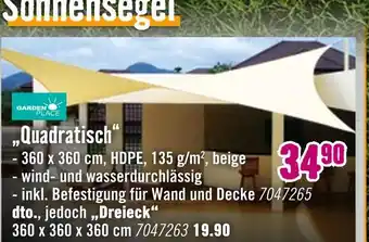Hornbach Garden place sonnensegel „quadratisch“ Angebot