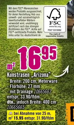 Hornbach Kunstrasen arizona Angebot