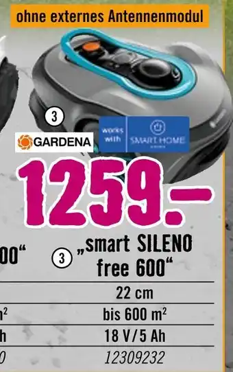 Hornbach Gardena kabellose mähroboter ''smart sileno free 600'' Angebot