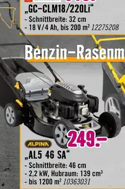 Hornbach Alpina benzin-rasenmäher „al5 46 sa“ Angebot