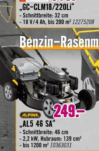 Hornbach Alpina benzin-rasenmäher „al5 46 sa“ Angebot