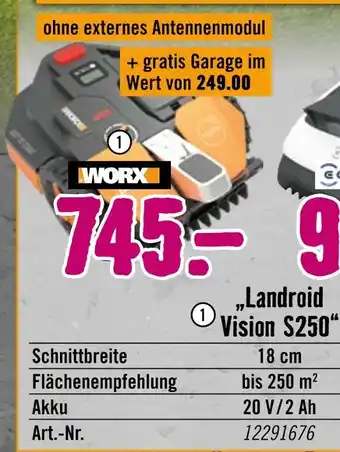 Hornbach Worx landroid vision s250 Angebot