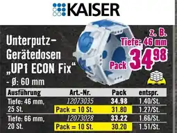 Hornbach Kaiser unterputz-gerätedosen „up1 econ fix“ Angebot