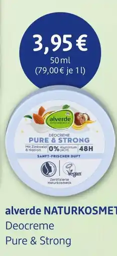 dm drogerie Alverde naturkosmetik deocreme pure & strong Angebot