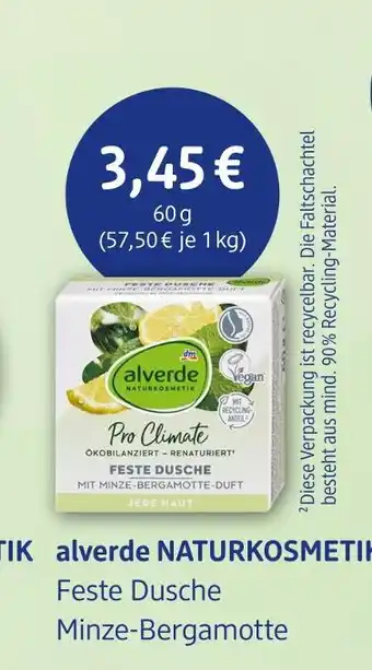 dm drogerie Alverde naturkosmetik feste dusche minze-bergamotte Angebot