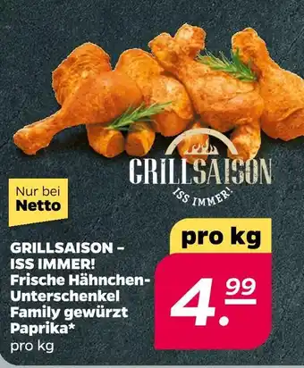 NETTO Grillsaison frische hähnchen-unterschenkel family gewürzt paprika Angebot