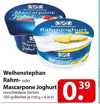 Famila Nord Ost Weihenstephan rahm- oder mascarpone joghurt Angebot