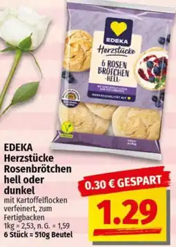 nah & gut EDEKA Herzstücke Rosenbrötchen hell oder dunkel Angebot