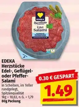 nah & gut EDEKA Herzstücke Edel-, Geflügel- oder Pfeffer Salami Angebot