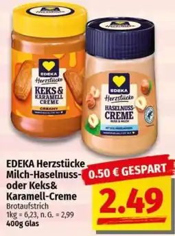nah & gut EDEKA Herzstücke Milch-Haselnuss oder Keks& Karamell-Creme Angebot