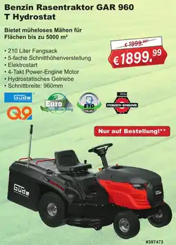 Stabilo Fachmarkt Güde Benzin Rasentraktor GAR 960 T Hydrostat Angebot