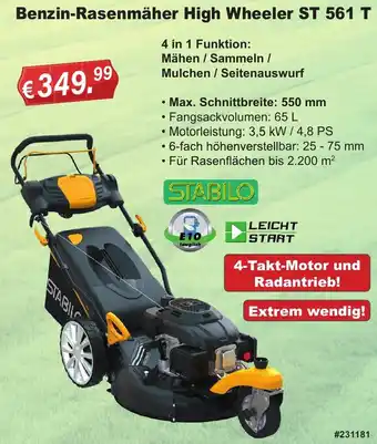 Stabilo Fachmarkt STABILO Benzin-Rasenmäher High Wheeler ST 561 T Angebot