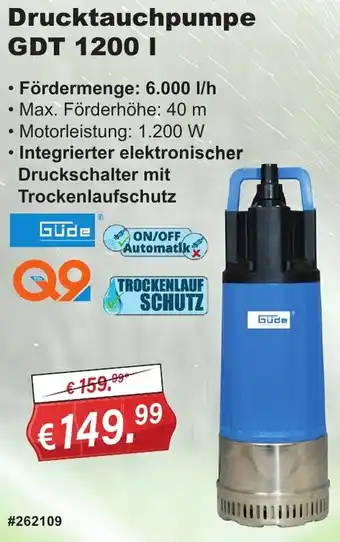 Stabilo Fachmarkt Güde Drucktauchpumpe GDT 1200 I Angebot
