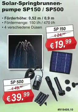 Stabilo Fachmarkt Solar-Springbrunnenpumpe SP150 / SP500 Angebot