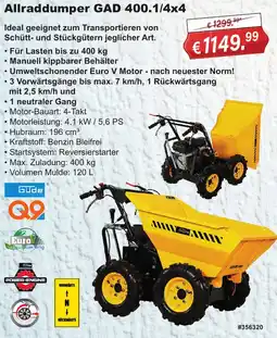 Stabilo Fachmarkt Güde Allraddumper GAD 400.1/4x4 Angebot