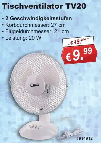 Stabilo Fachmarkt Tischventilator TV20 Angebot
