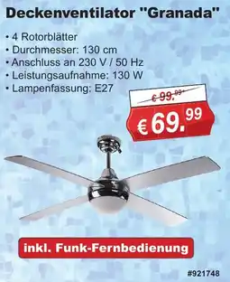 Stabilo Fachmarkt Deckenventilator "Granada" Angebot