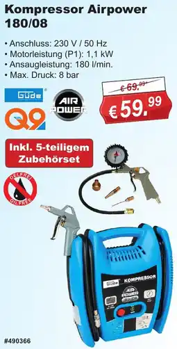 Stabilo Fachmarkt Güde Kompressor Airpower 180/08 Angebot