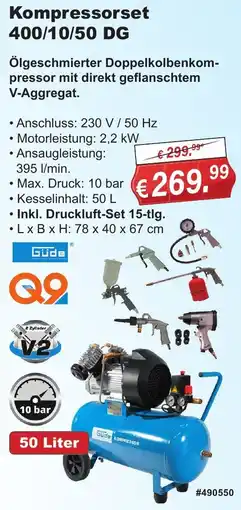 Stabilo Fachmarkt Güde Kompressorset 400/10/50 DG Angebot