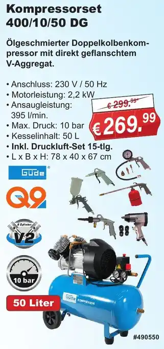 Stabilo Fachmarkt Güde Kompressorset 400/10/50 DG Angebot
