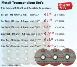 Stabilo Fachmarkt Metall-Trennscheiben Set's Angebot