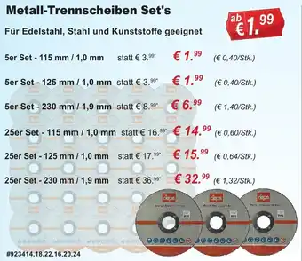 Stabilo Fachmarkt Metall-Trennscheiben Set's Angebot