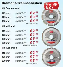 Stabilo Fachmarkt Diamant-Trennscheiben Angebot