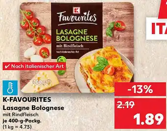 Kaufland K-FAVOURITES Lasagne Bolognese Angebot