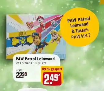 REWE Rewe foto leinwand paw patrol Angebot