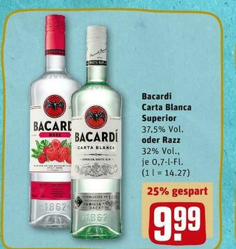 REWE Bacardi carta blanca superior oder razz Angebot