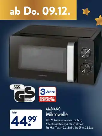 Aldi Nord Ambiano Mikrowelle Angebot