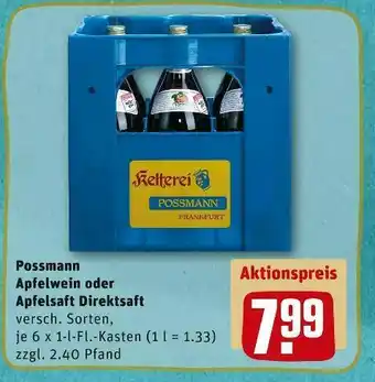 REWE Possmann apfelwein oder apfelsaft direktsaft Angebot