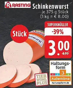 Edeka RASTING Schinkenwurst Angebot