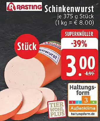 Edeka RASTING Schinkenwurst Angebot