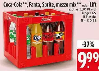 Edeka Coca-Cola, Fanta, Sprite, mezzo mix oder Lift Angebot